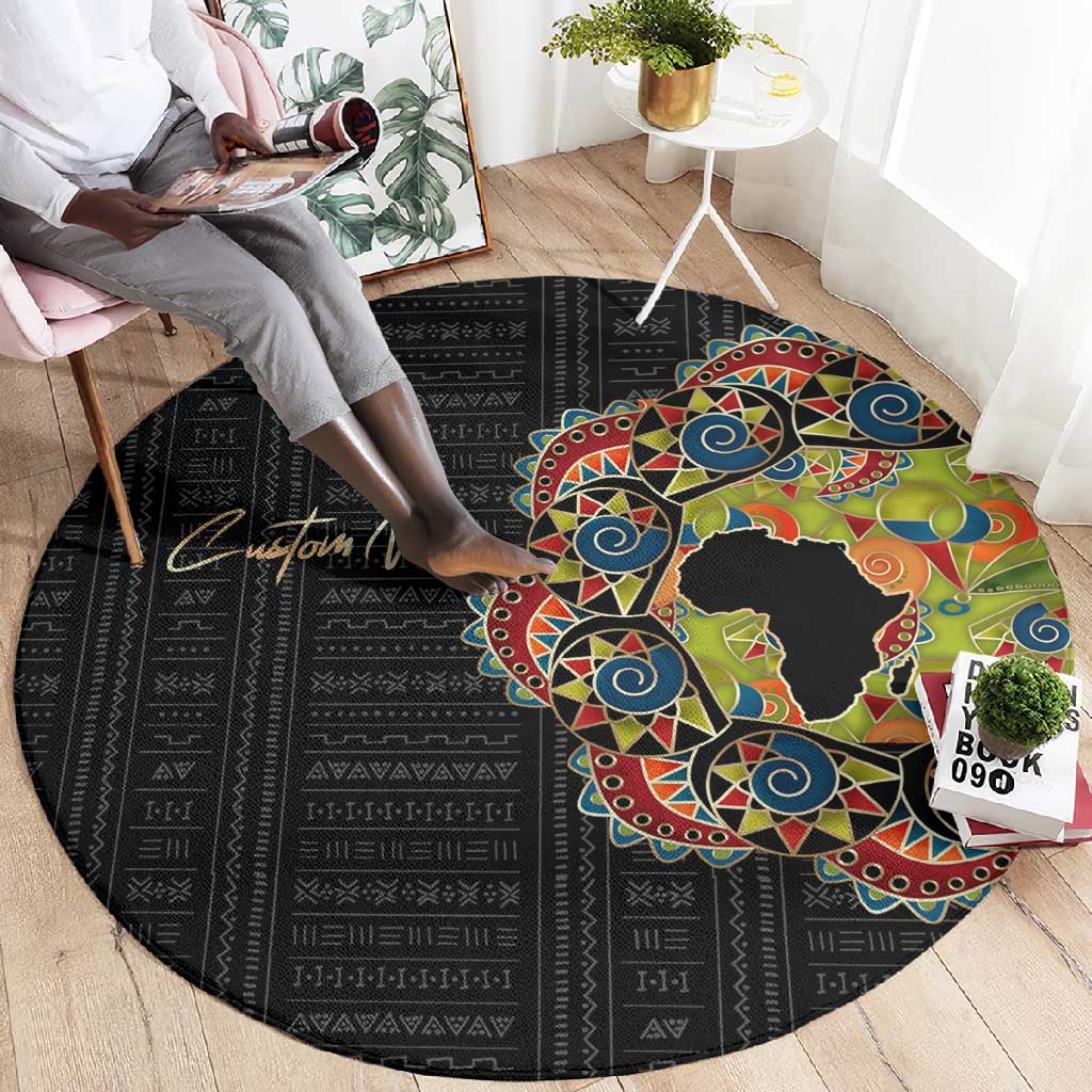 Personalized Sleeve African Pattern Round Carpet Multi-Colored DT02
