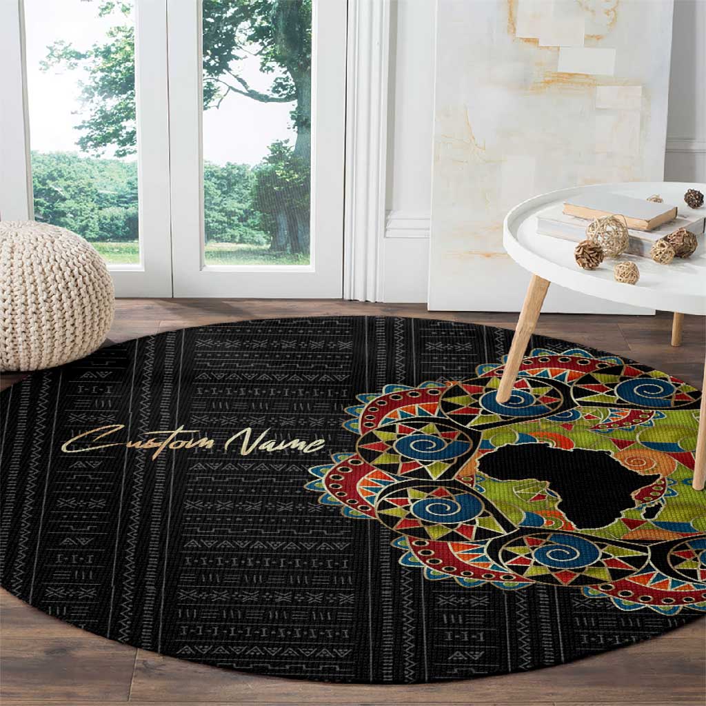 Personalized Sleeve African Pattern Round Carpet Multi-Colored DT02