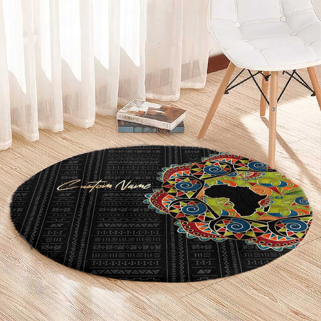 Personalized Sleeve African Pattern Round Carpet Multi-Colored DT02