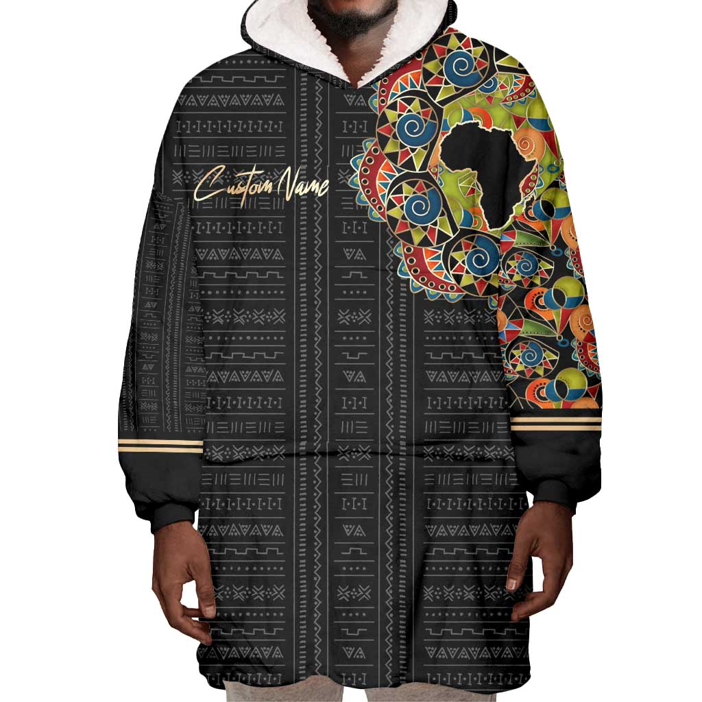 Personalized Sleeve African Pattern Wearable Blanket Hoodie Multi-Colored DT02