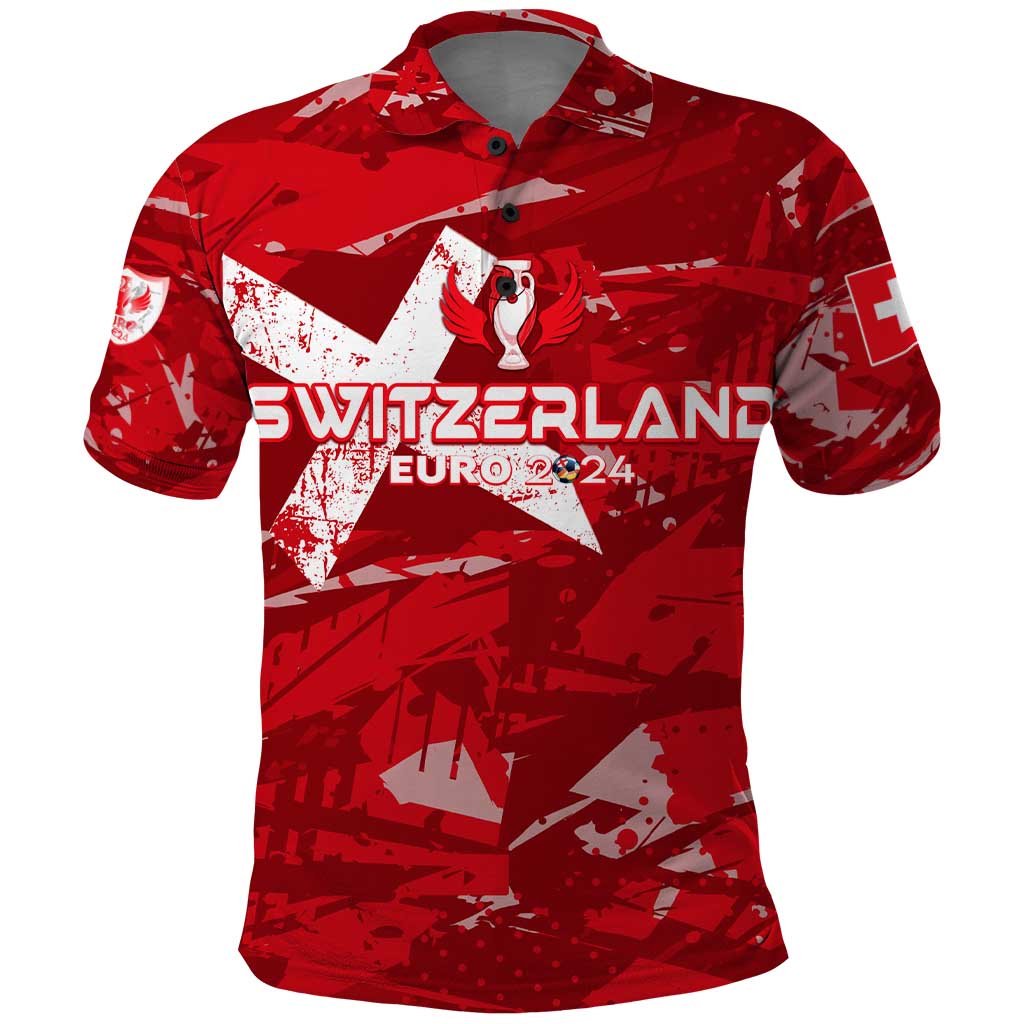 Personalized Switzerland Football 2024 Polo Shirt Trophy Wing Style DT02