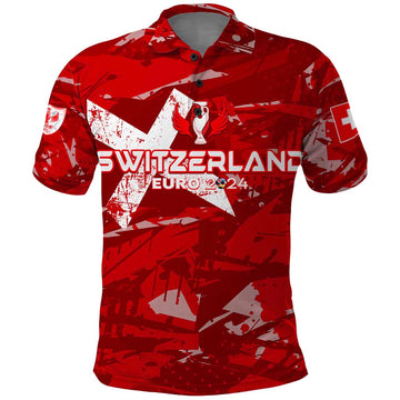 Personalized Switzerland Football 2024 Polo Shirt Trophy Wing Style DT02