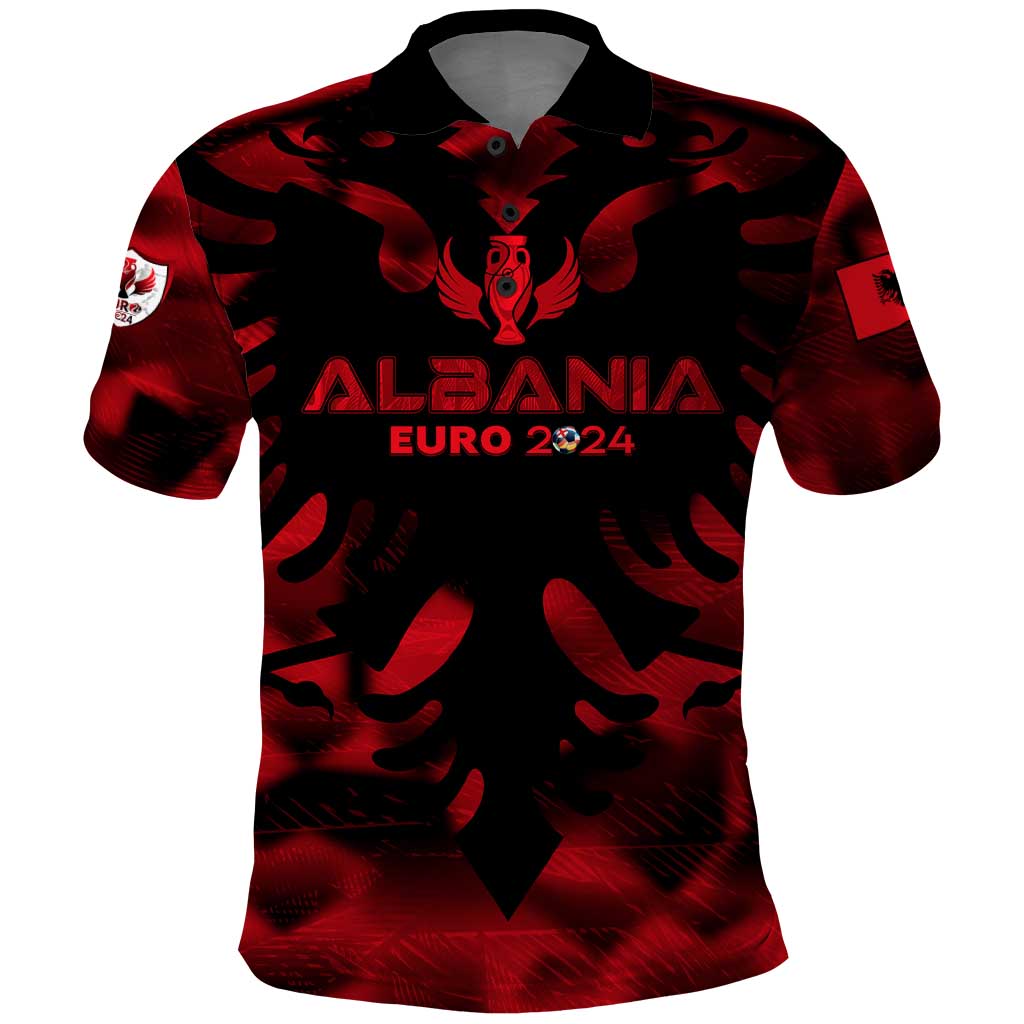 Personalized Albania Football 2024 Polo Shirt Trophy Wing Style DT02