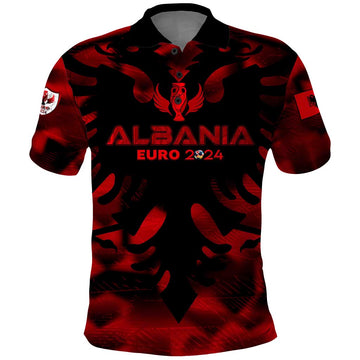 Personalized Albania Football 2024 Polo Shirt Trophy Wing Style DT02