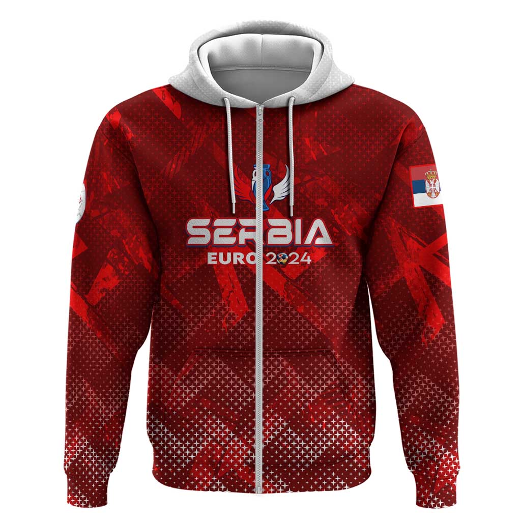 Personalized Serbia Football 2024 Hoodie Trophy Wing Style DT02