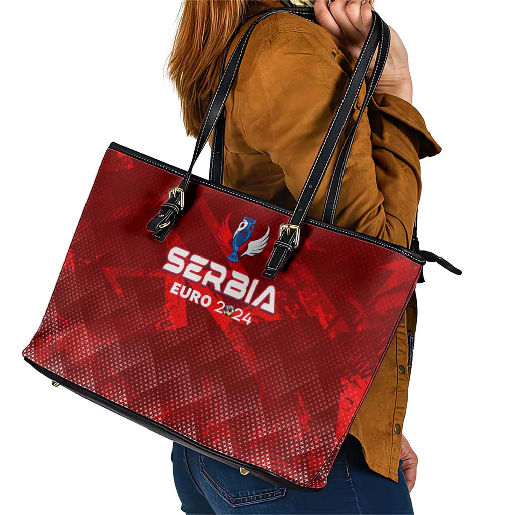 Serbia Football 2024 Leather Tote Bag Trophy Wing Style DT02