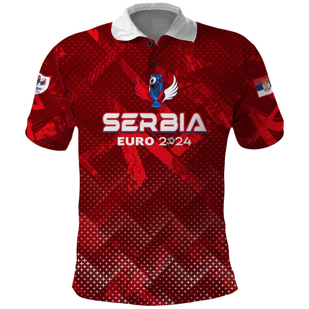 Personalized Serbia Football 2024 Polo Shirt Trophy Wing Style DT02