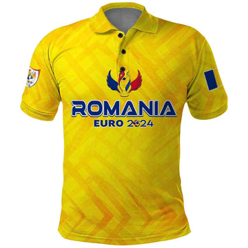 Personalized Romania Football 2024 Polo Shirt Trophy Wing Style DT02