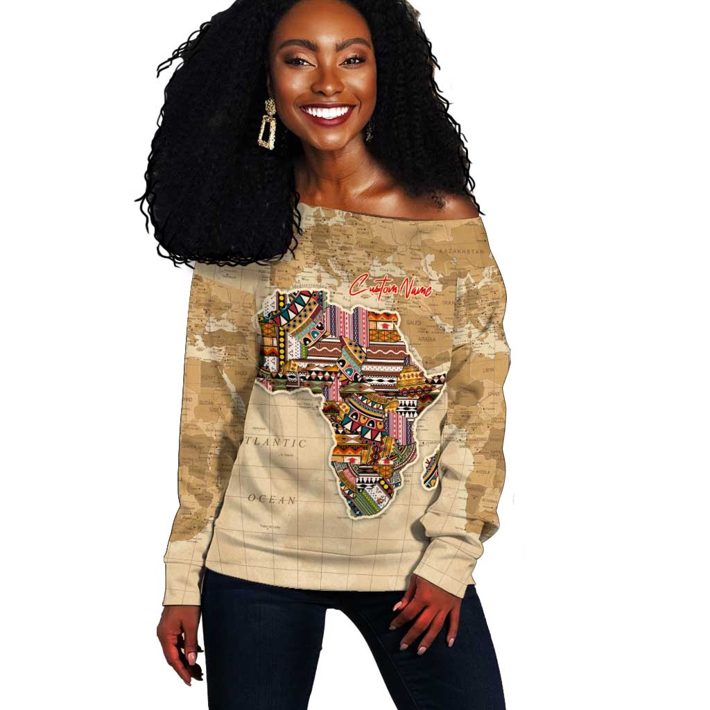 Personalized Africa On World Map Off Shoulder Sweater DT02