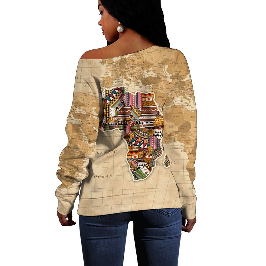 Personalized Africa On World Map Off Shoulder Sweater DT02