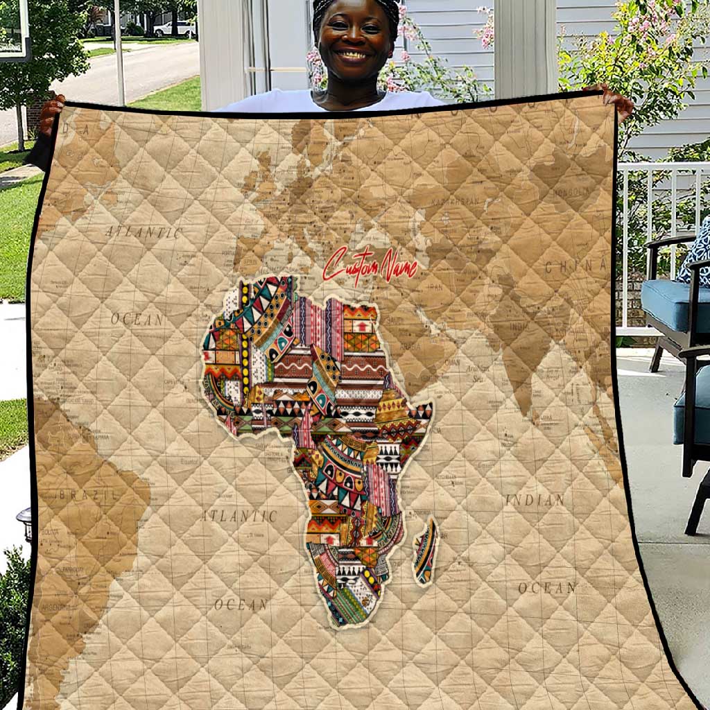 Personalized Africa On World Map Quilt DT02