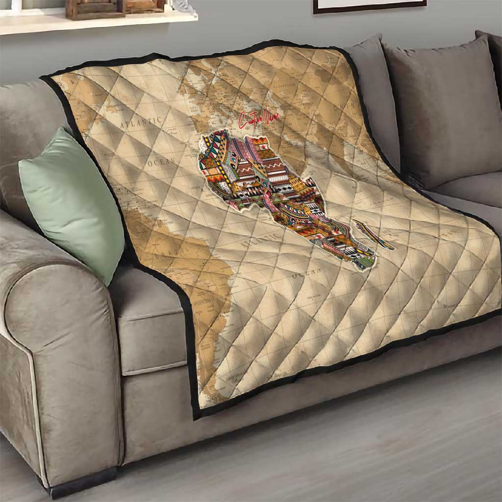Personalized Africa On World Map Quilt DT02