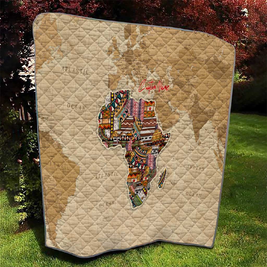 Personalized Africa On World Map Quilt DT02