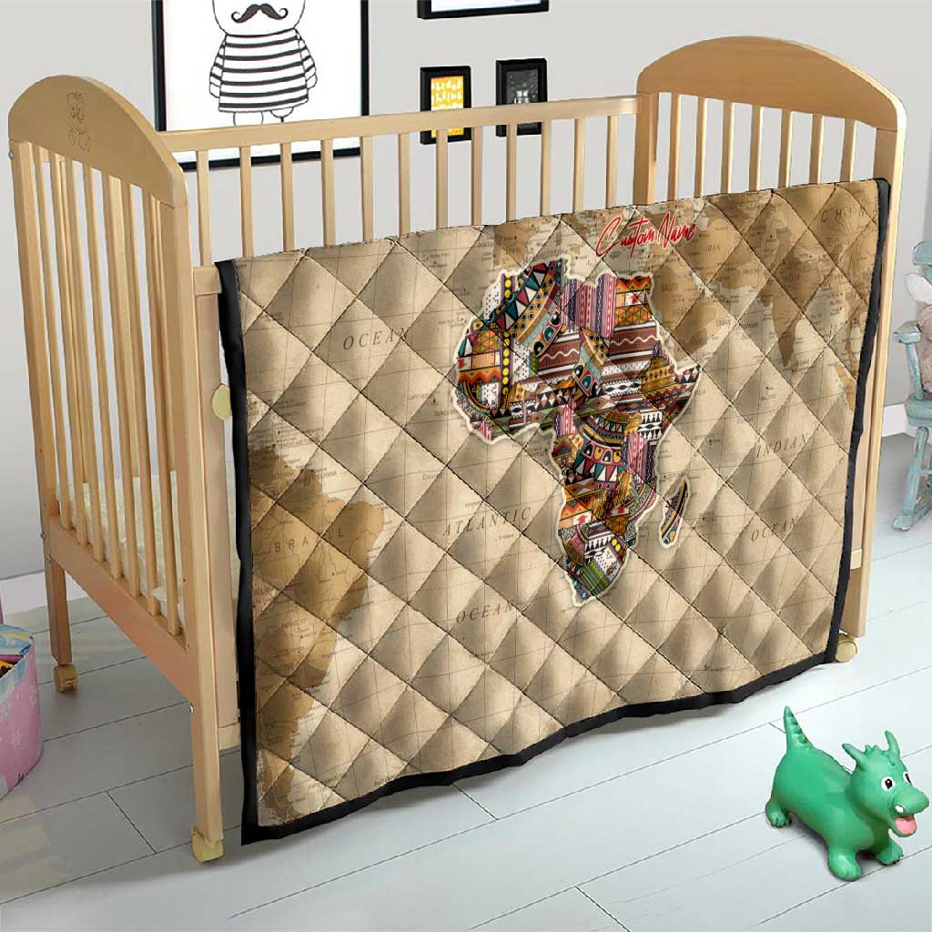 Personalized Africa On World Map Quilt DT02