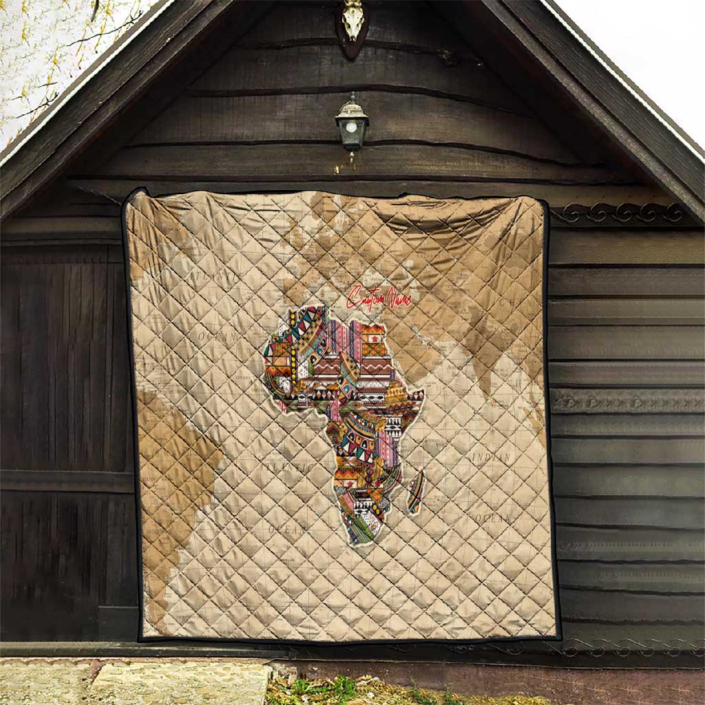 Personalized Africa On World Map Quilt DT02
