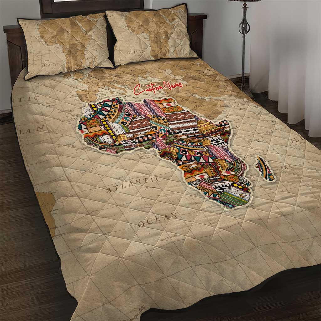 Personalized Africa On World Map Quilt Bed Set DT02
