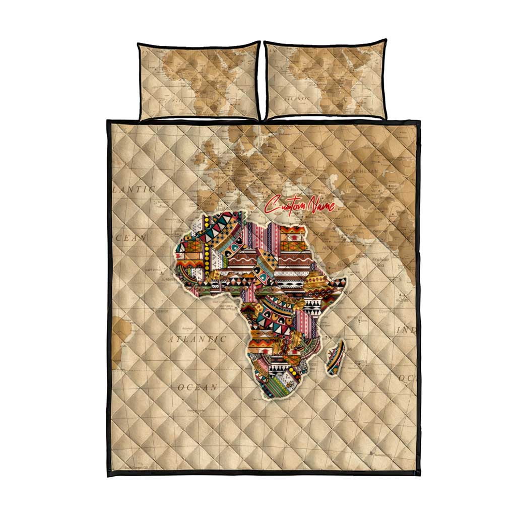 Personalized Africa On World Map Quilt Bed Set DT02