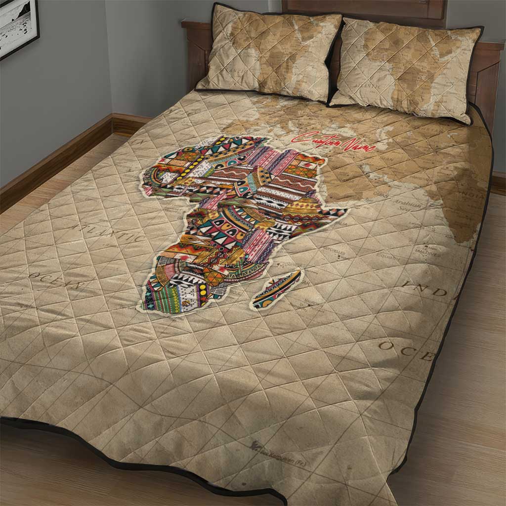 Personalized Africa On World Map Quilt Bed Set DT02