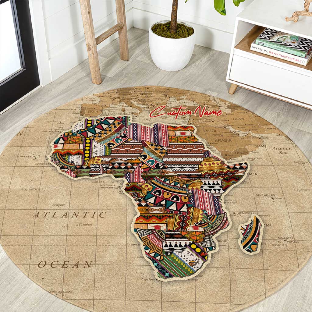 Personalized Africa On World Map Round Carpet DT02