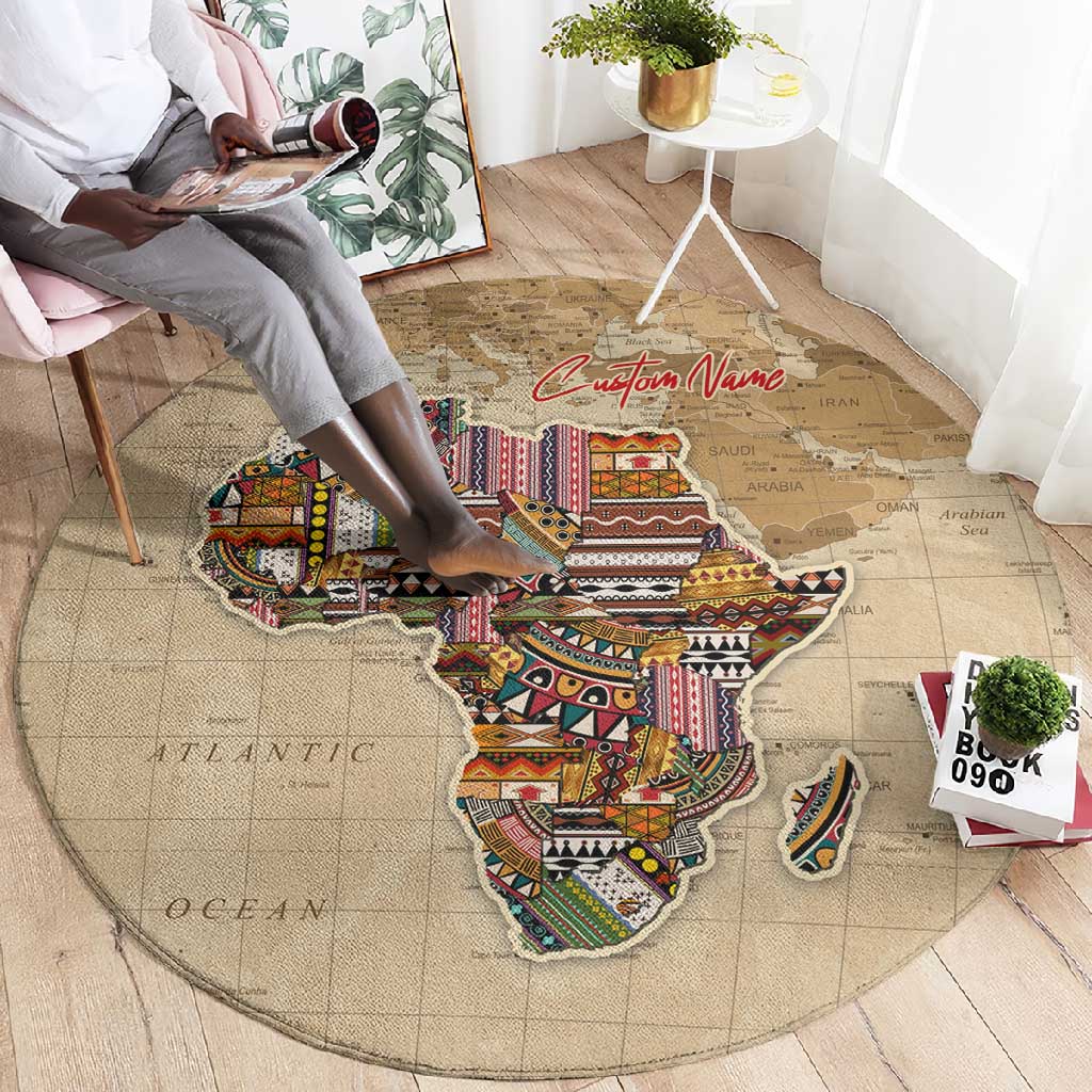 Personalized Africa On World Map Round Carpet DT02
