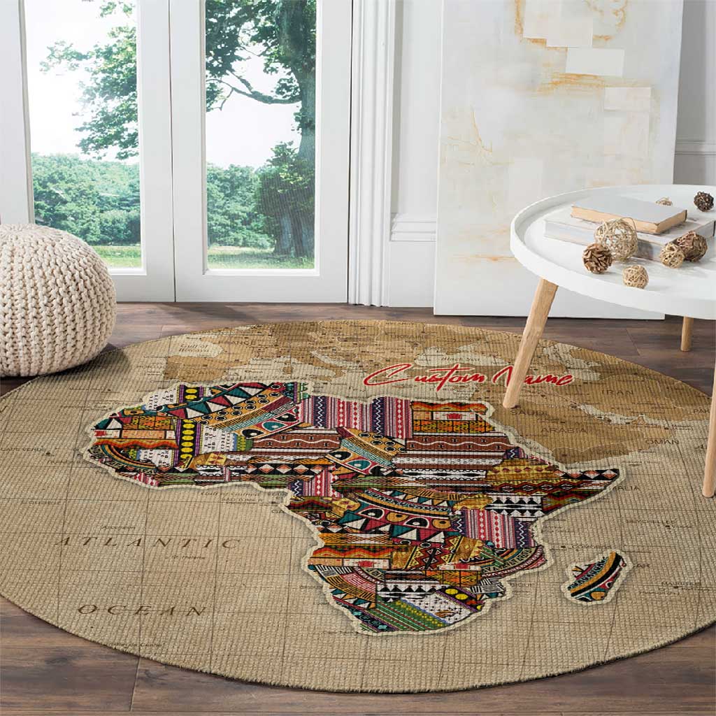Personalized Africa On World Map Round Carpet DT02