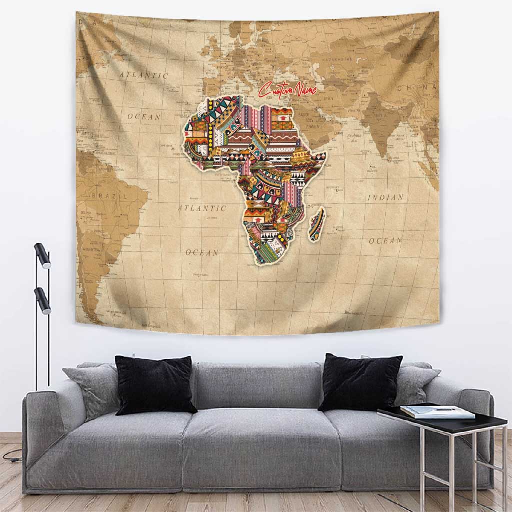 Personalized Africa On World Map Tapestry DT02