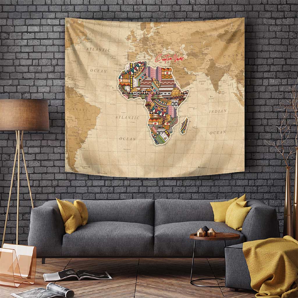Personalized Africa On World Map Tapestry DT02