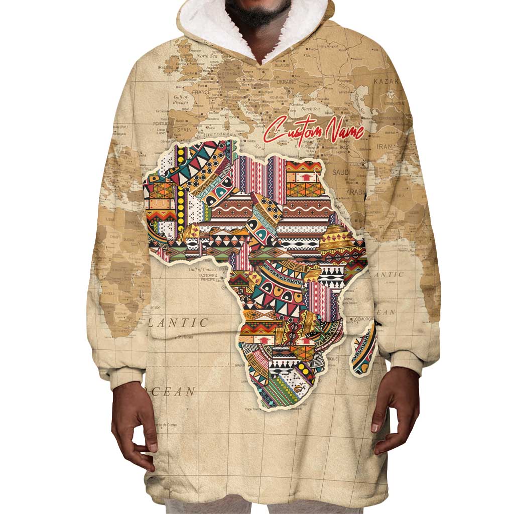 Personalized Africa On World Map Wearable Blanket Hoodie DT02