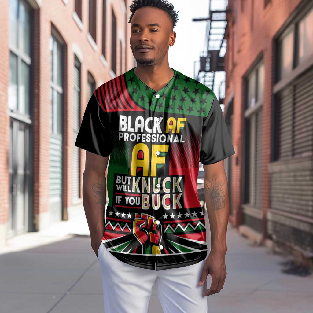 Black AF Professional AF But Will Knuck If You Baseball Jersey African Pride DT02