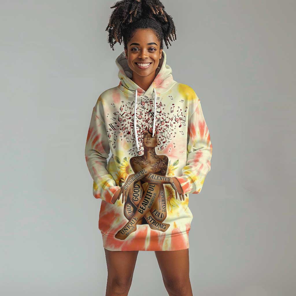 Black Queen Tie Dye Hoodie Dress DT02
