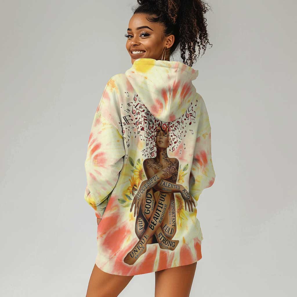 Black Queen Tie Dye Hoodie Dress DT02