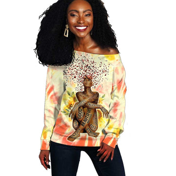Black Queen Tie Dye Off Shoulder Sweater DT02