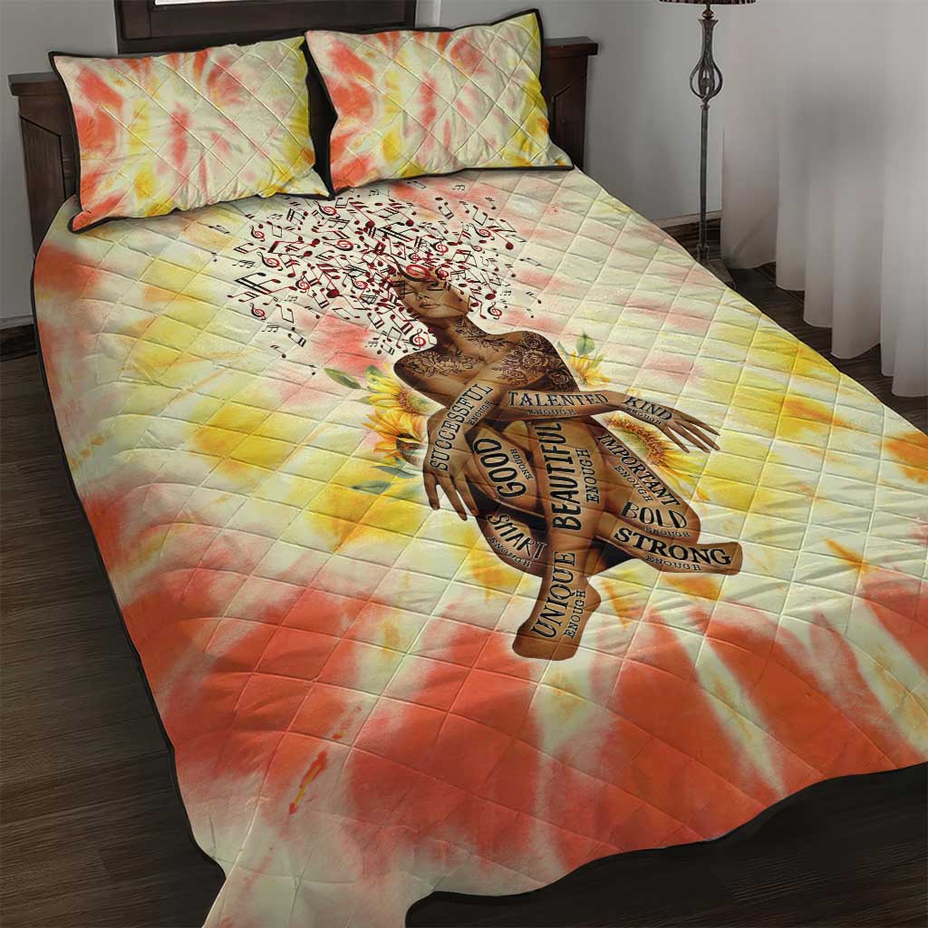 Black Queen Tie Dye Quilt Bed Set DT02