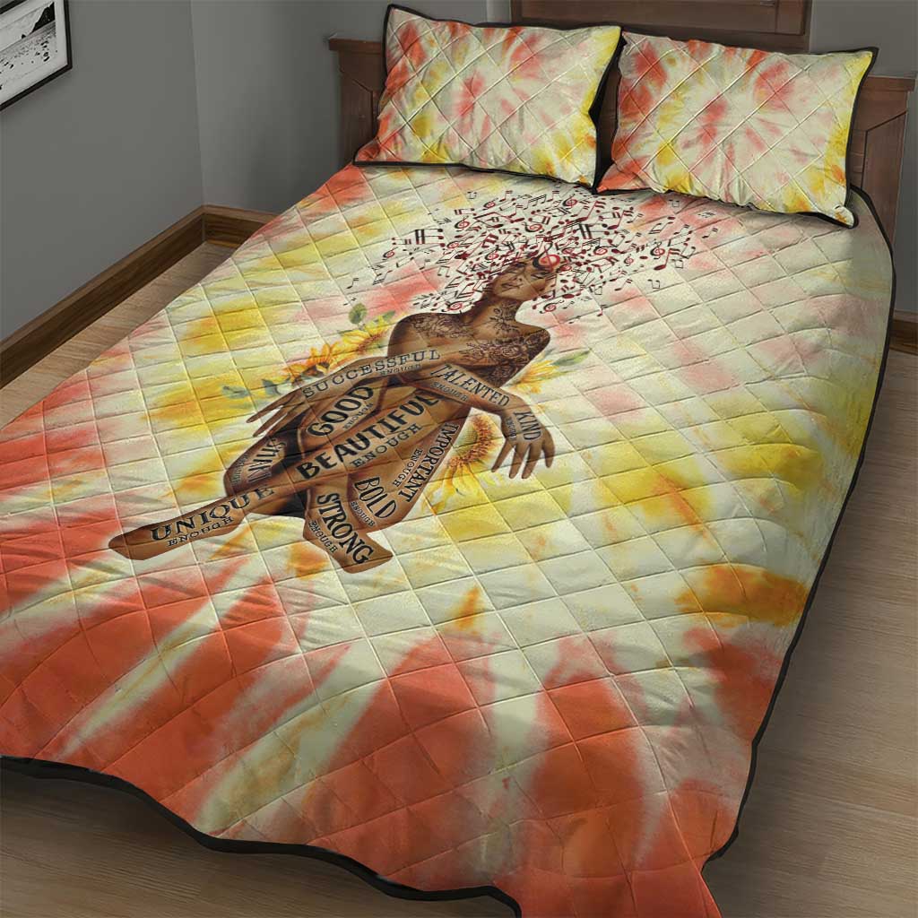 Black Queen Tie Dye Quilt Bed Set DT02