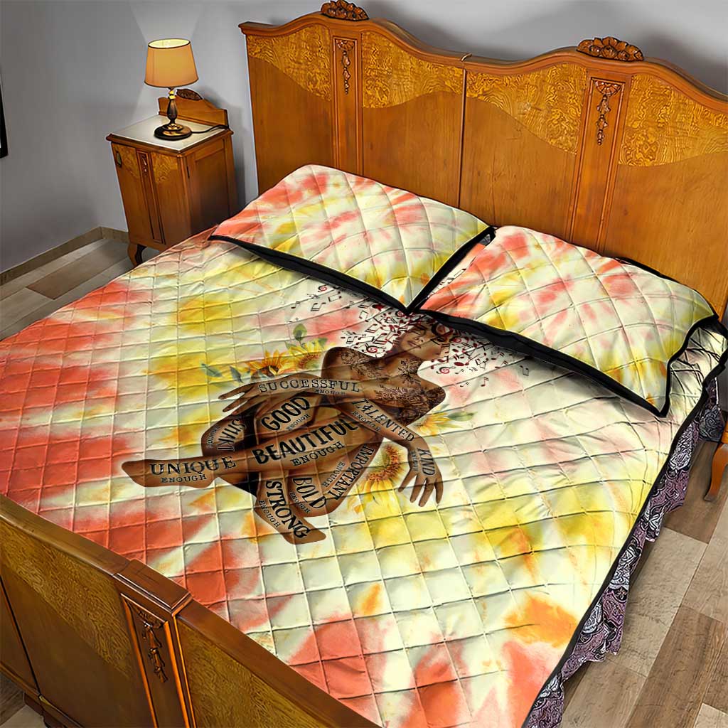 Black Queen Tie Dye Quilt Bed Set DT02