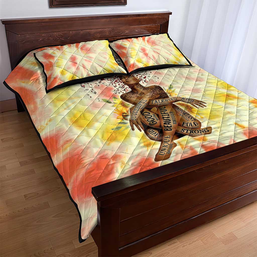 Black Queen Tie Dye Quilt Bed Set DT02