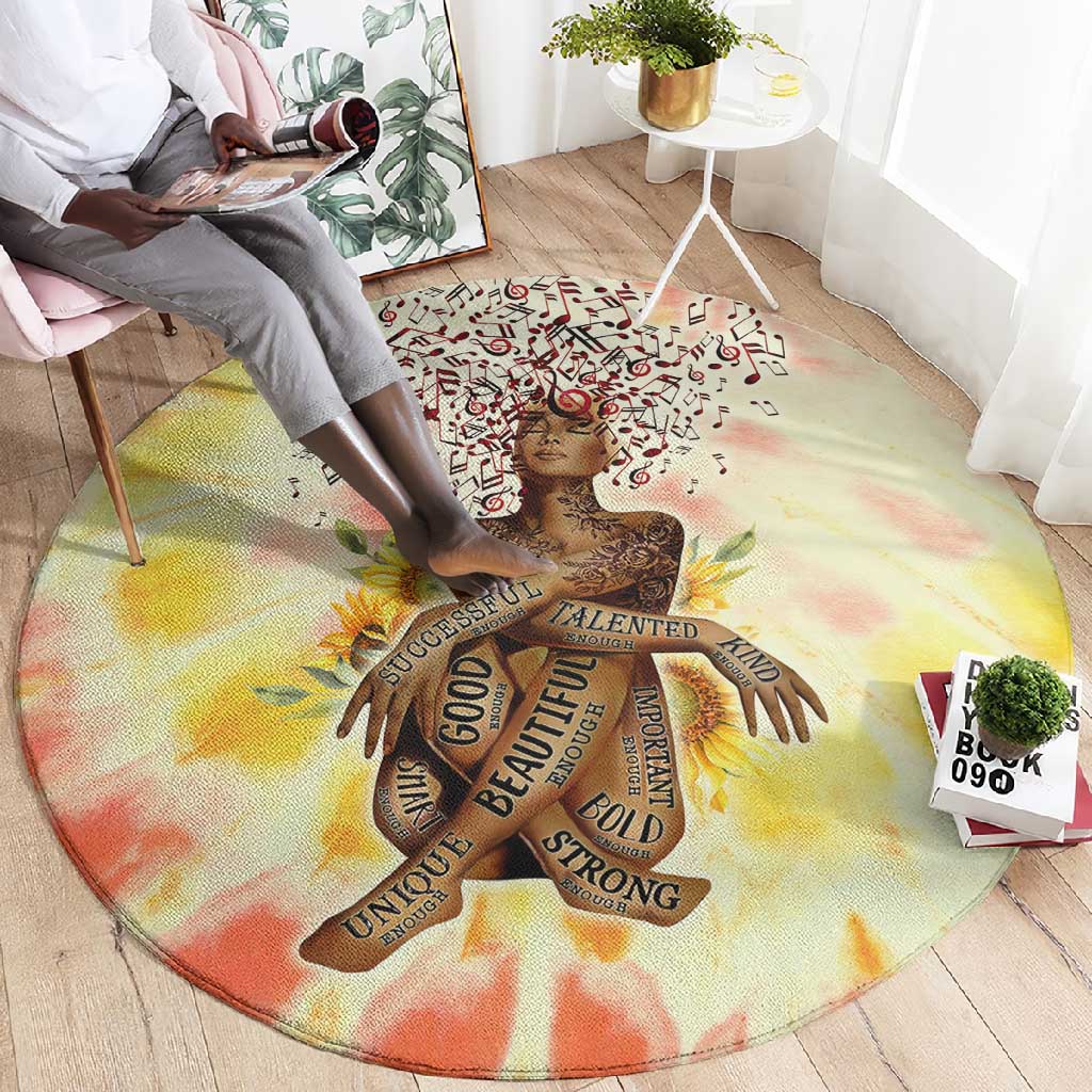 Black Queen Tie Dye Round Carpet DT02