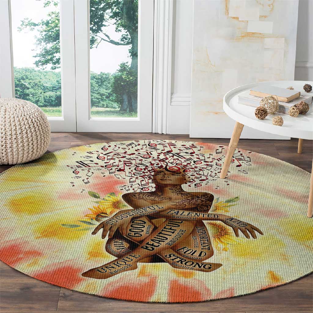 Black Queen Tie Dye Round Carpet DT02