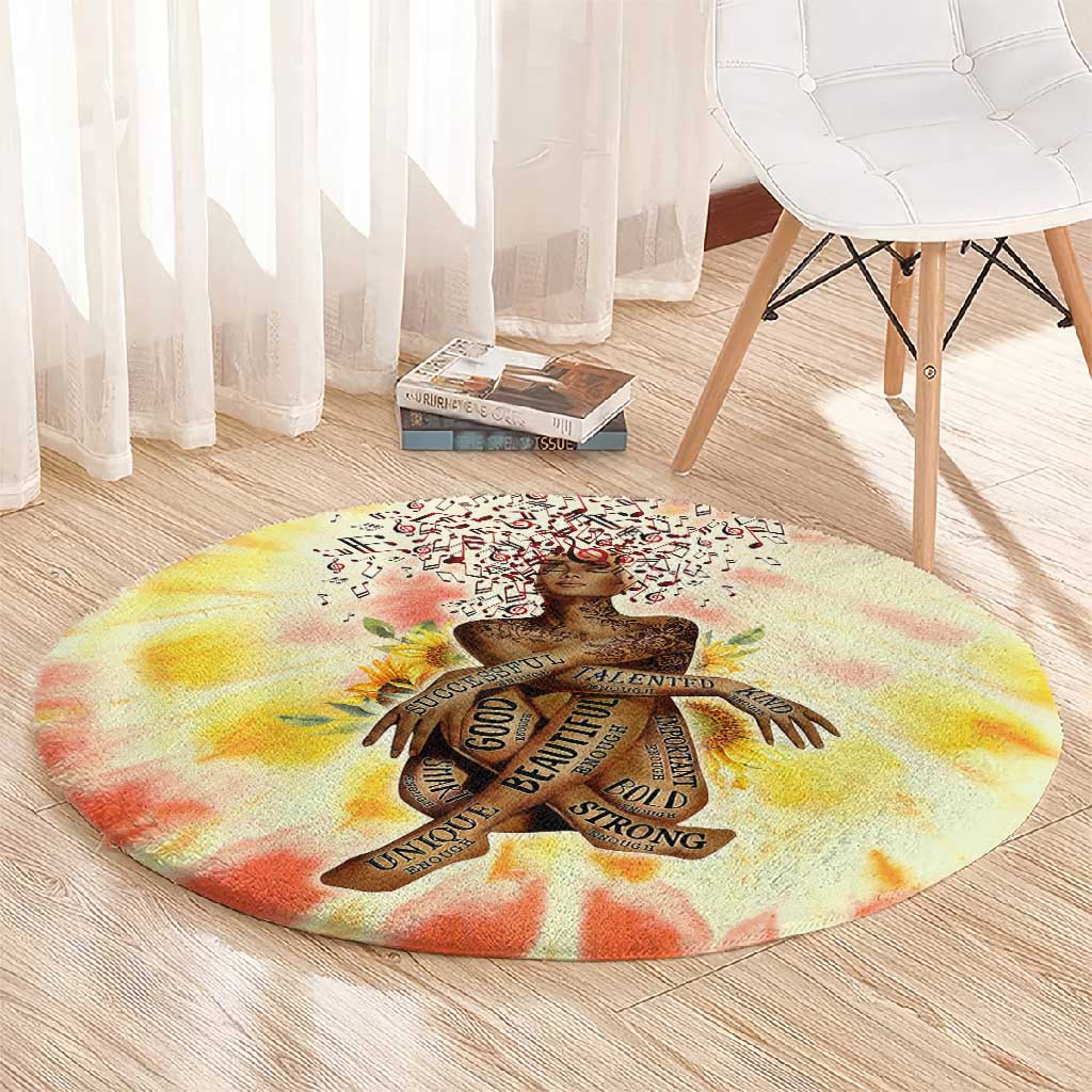 Black Queen Tie Dye Round Carpet DT02