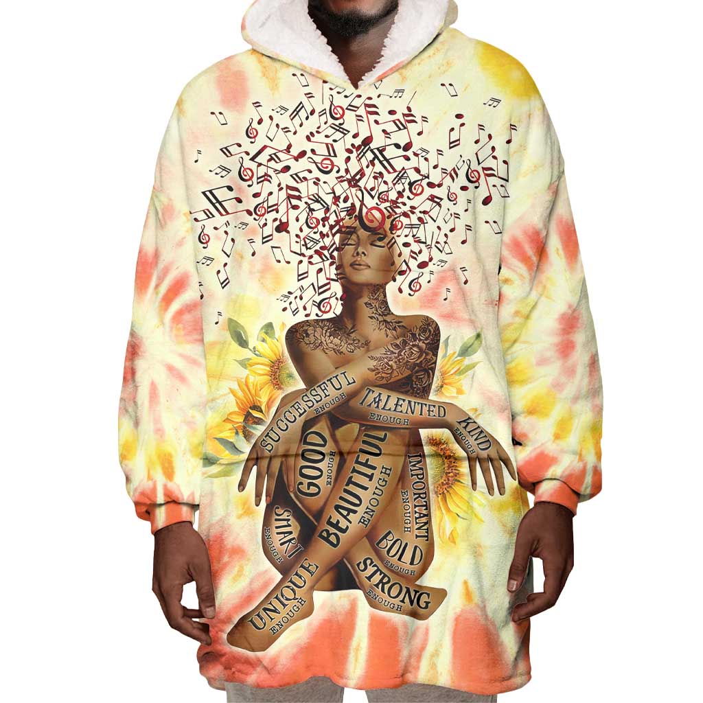 Black Queen Tie Dye Wearable Blanket Hoodie DT02