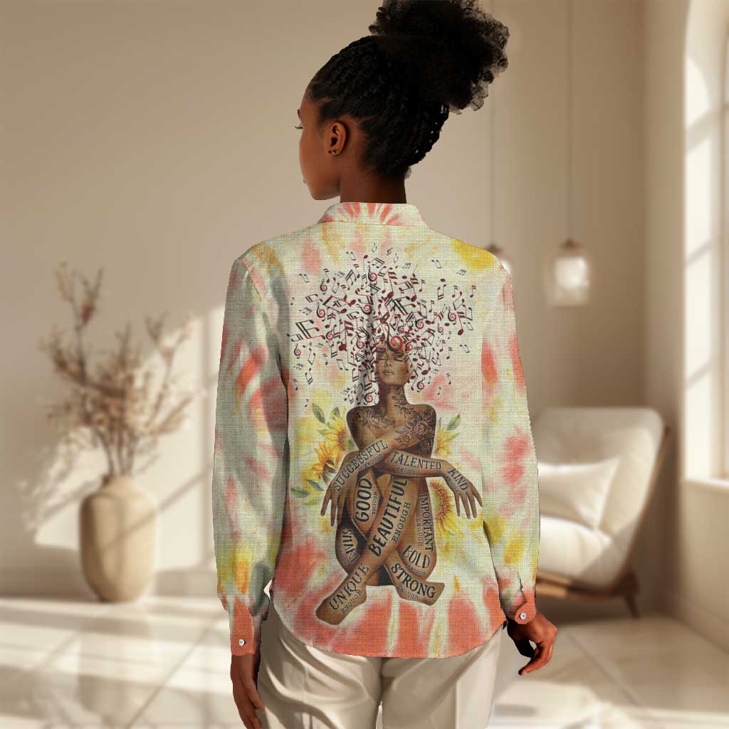 Black Queen Tie Dye Women Casual Shirt DT02