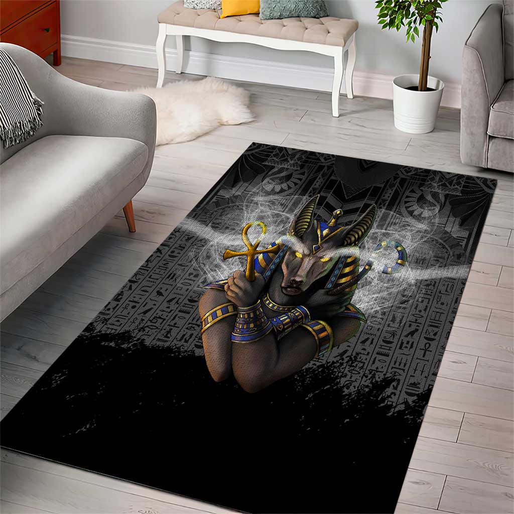 Anubis Area Rug Egypt Pattern Black DT02