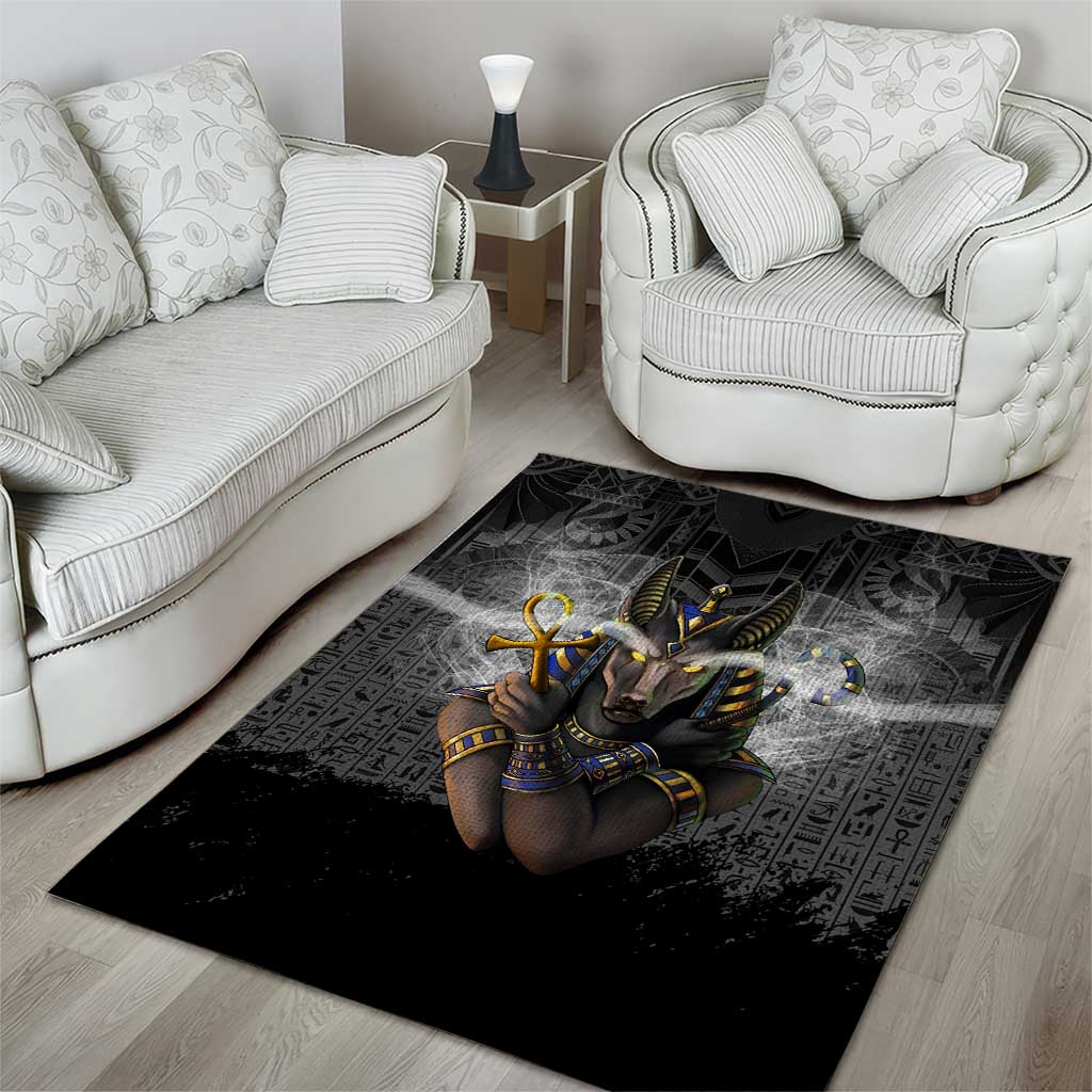 Anubis Area Rug Egypt Pattern Black DT02
