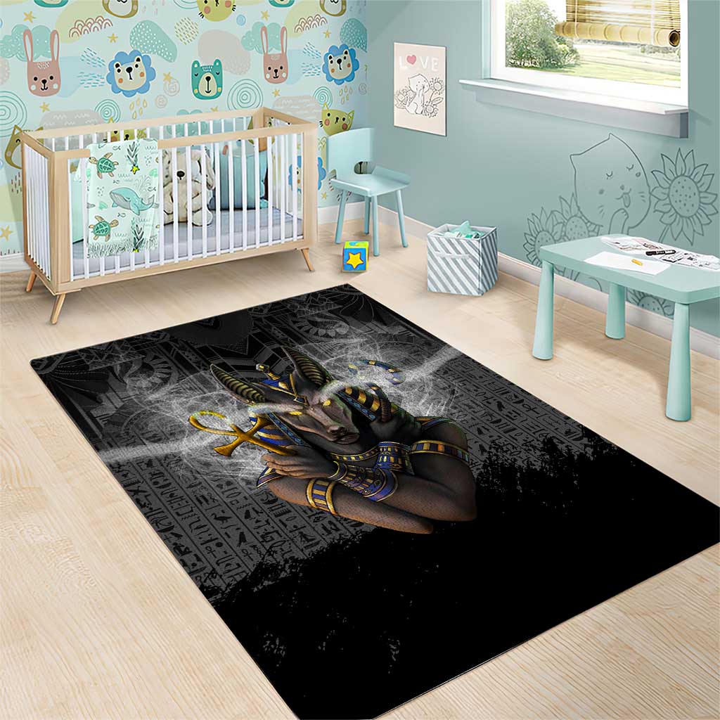 Anubis Area Rug Egypt Pattern Black DT02