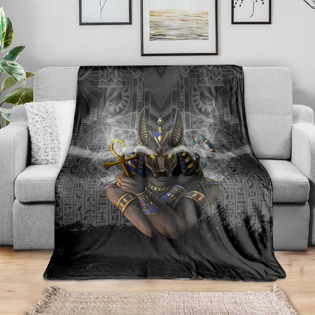 Anubis Blanket Egypt Pattern Black DT02