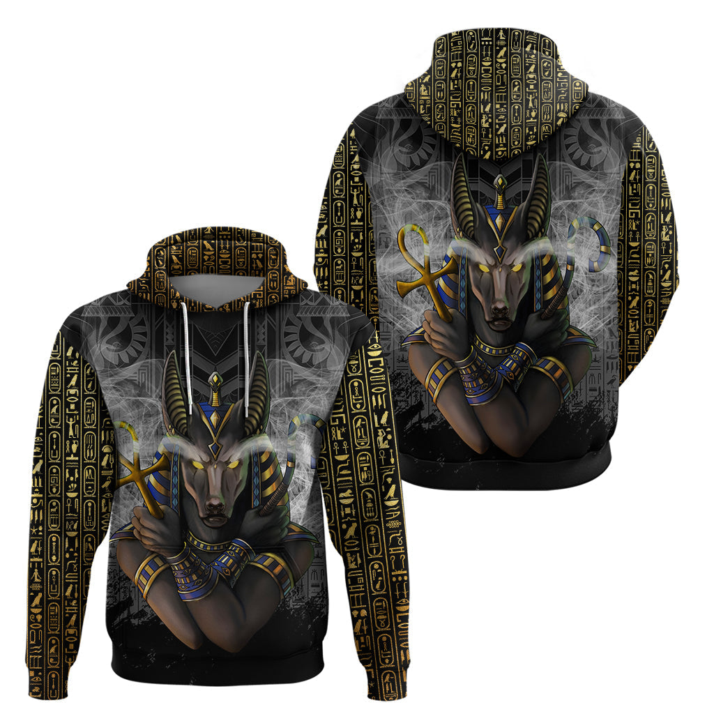 Anubis Hoodie Egypt Pattern Black DT02