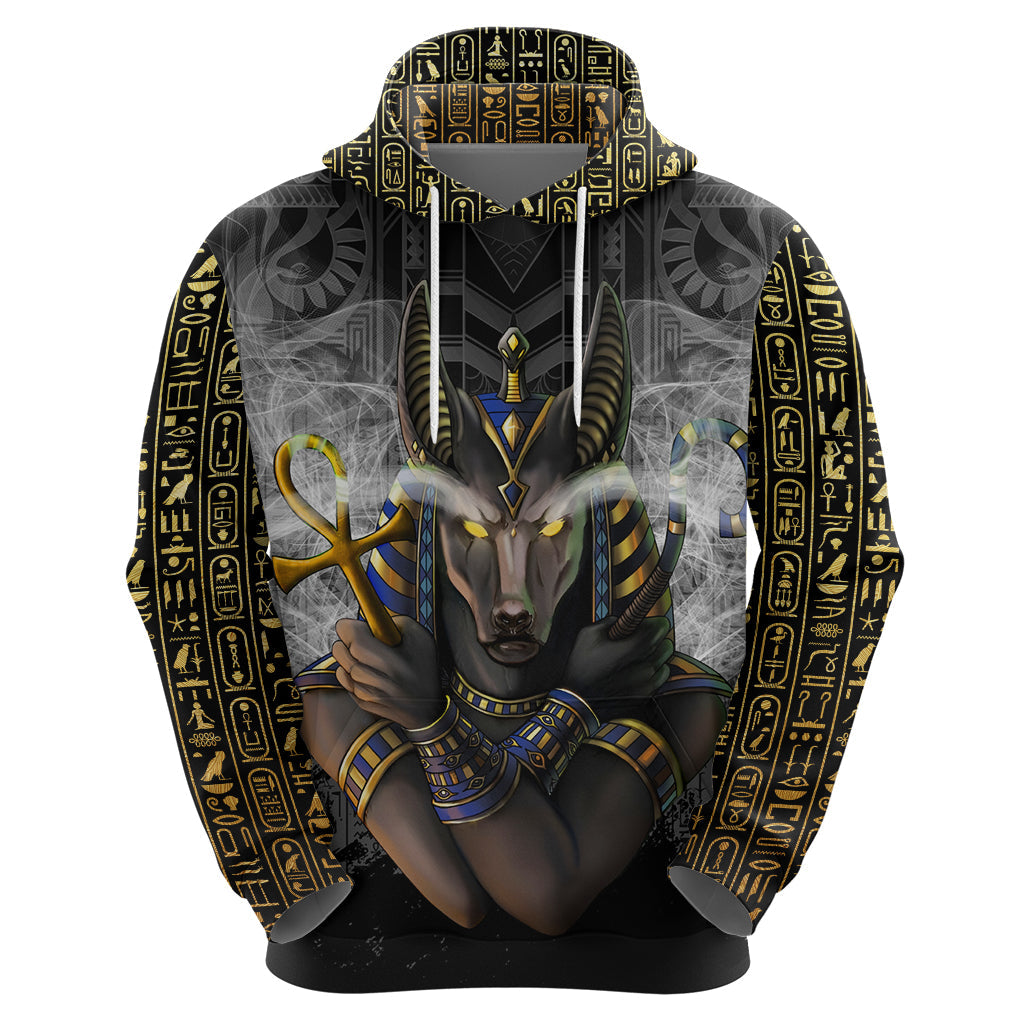 Anubis Hoodie Egypt Pattern Black DT02