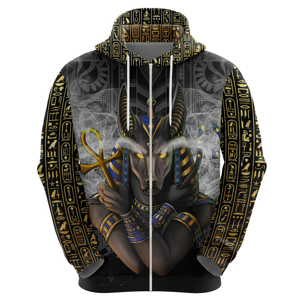 Anubis Hoodie Egypt Pattern Black DT02