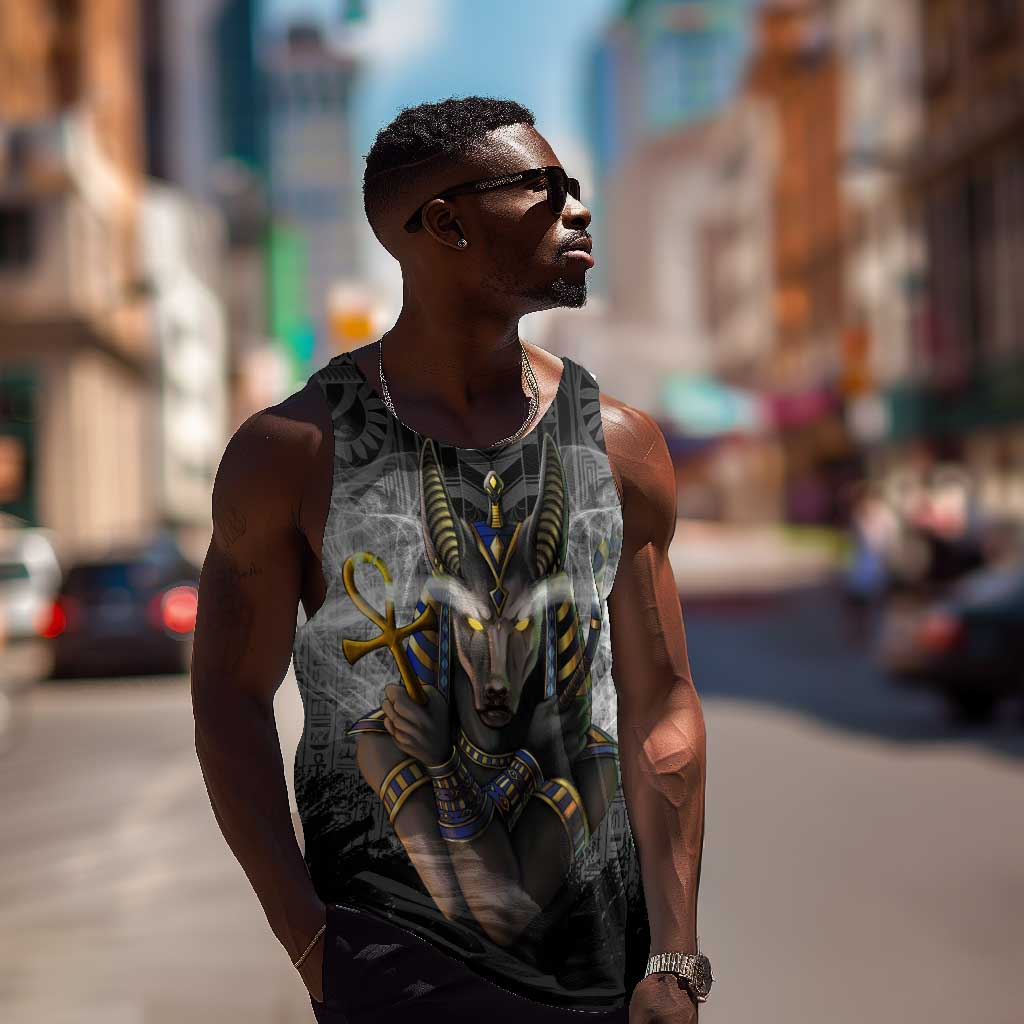 Anubis Men Tank Top Egypt Pattern Black DT02