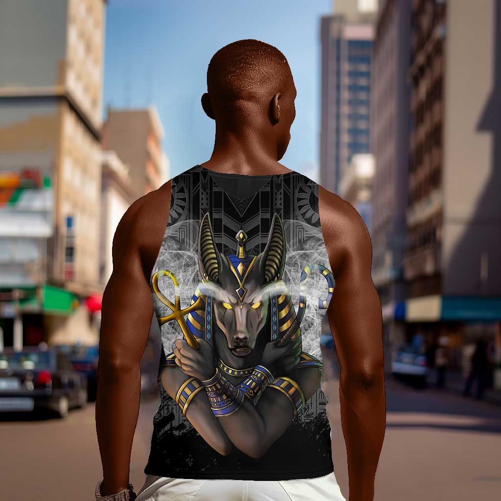 Anubis Men Tank Top Egypt Pattern Black DT02